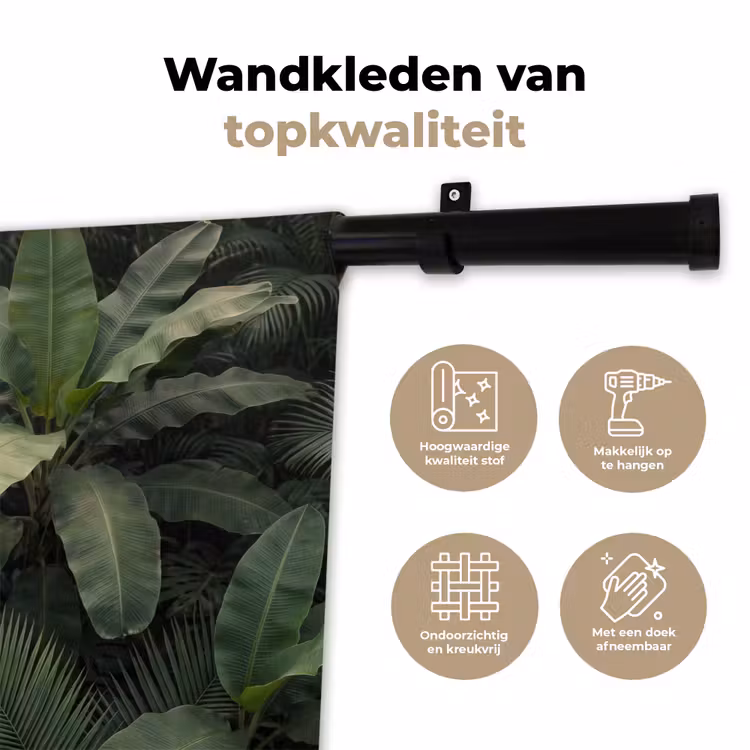 Bladeren - Groen - Tropisch - Natuur Wandkleed katoen klein -sfeer2