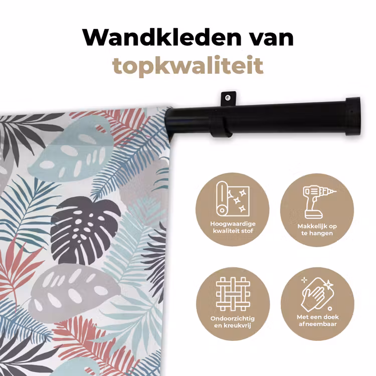 Bladeren - Jungle - Pastel - Tropisch Wandkleed katoen klein -sfeer2