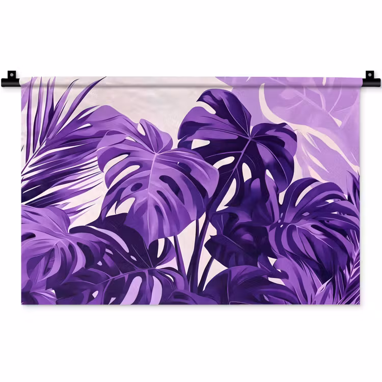 Bladeren - Paars - Tropisch - Abstract Wandkleed katoen klein -zz3d