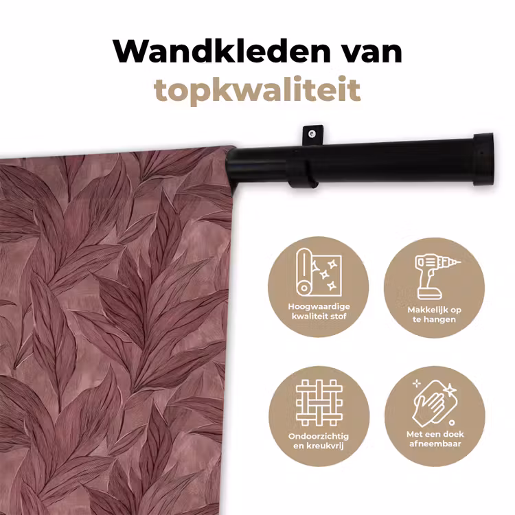 Bladeren - Patroon - Paars Wandkleed katoen klein 269 -sfeer2