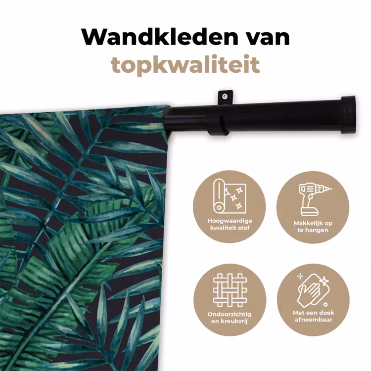Bladeren - Tropical - Jungle Wandkleed katoen klein -sfeer2