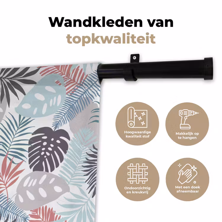 Bladeren - Tropical - Pastel - Jungle Wandkleed katoen klein -sfeer2