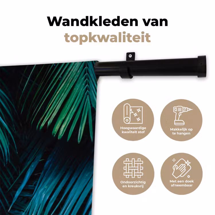 Bladeren - Tropisch - Jungle - Natuur Wandkleed katoen klein -sfeer2