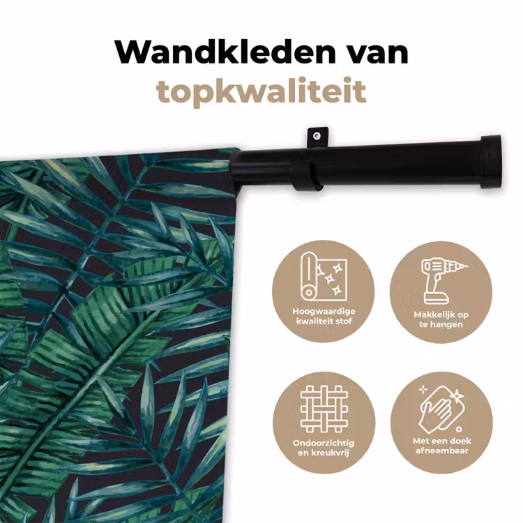 Bladeren - Tropisch - Jungle - Natuur Wandkleed katoen klein -sfeer2