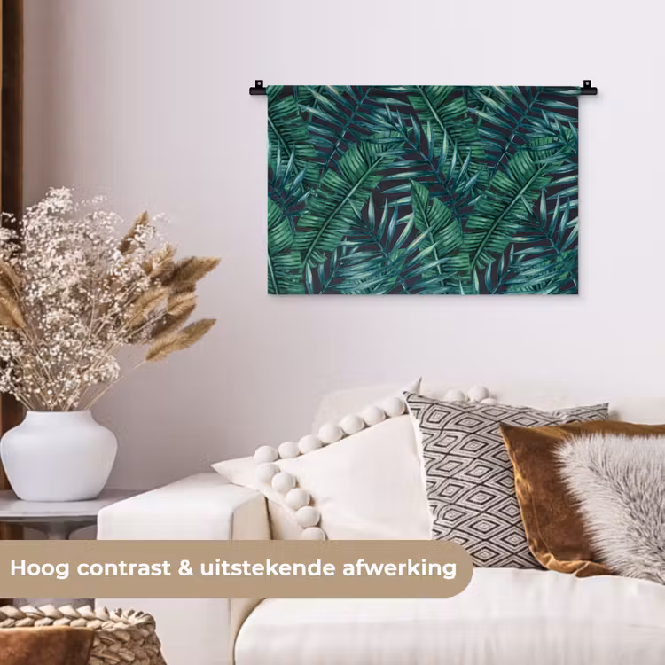 Bladeren - Tropisch - Jungle - Natuur Wandkleed katoen klein -sfeer1