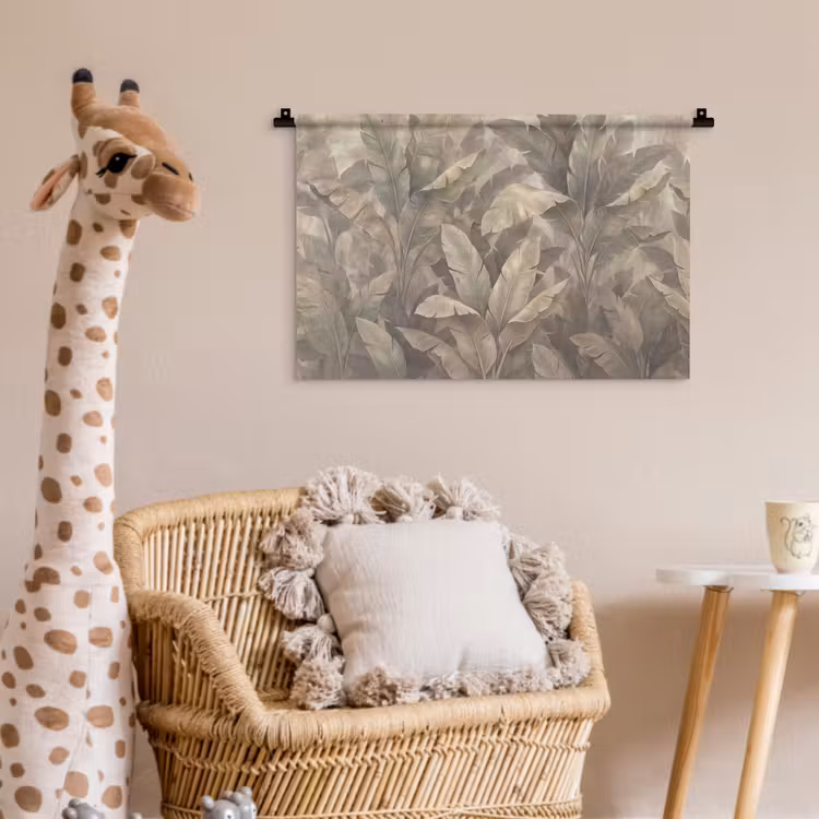 Bladeren - Tropisch - Natuur - Modern - Beige Wandkleed katoen klein -wsfeer5_kind