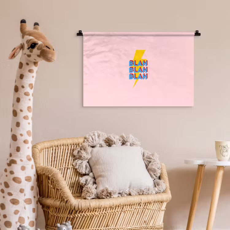 Blah - Bliksem - Roze Wandkleed katoen klein -wsfeer5_kind