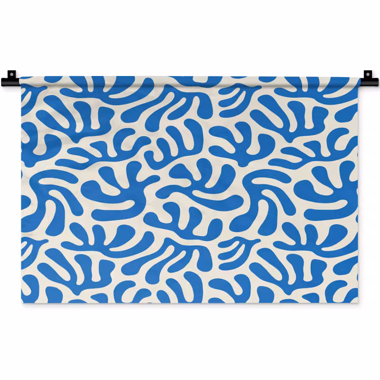 Blauw - Abstract - Bladeren - Patroon Wandkleed katoen klein 269 -zz3d