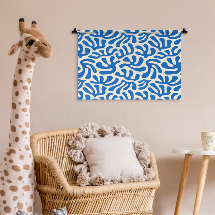 Blauw - Abstract - Bladeren - Patroon Wandkleed katoen klein 269 -wsfeer5_kind