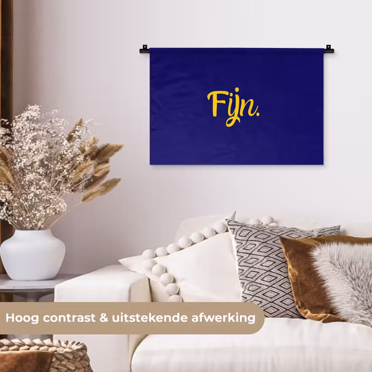 Blauw - Geel - Fijn Wandkleed katoen klein -sfeer1