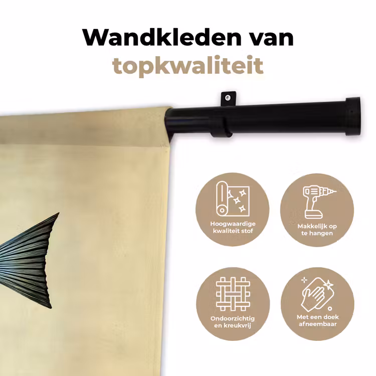 Blauw - Kieuwen - Vis - Illustratie Wandkleed katoen klein -sfeer2