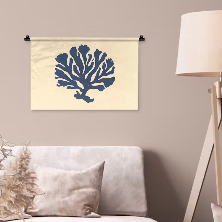 Blauw koraal - Vertakkingen - Beige Wandkleed katoen klein -sfeer4