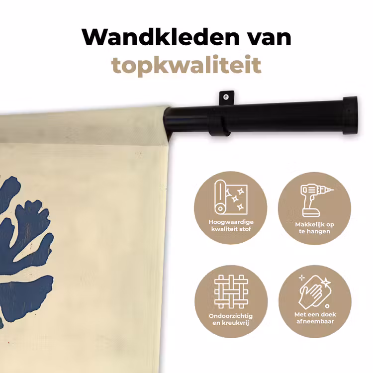 Blauw koraal - Vertakkingen - Beige Wandkleed katoen klein -sfeer2
