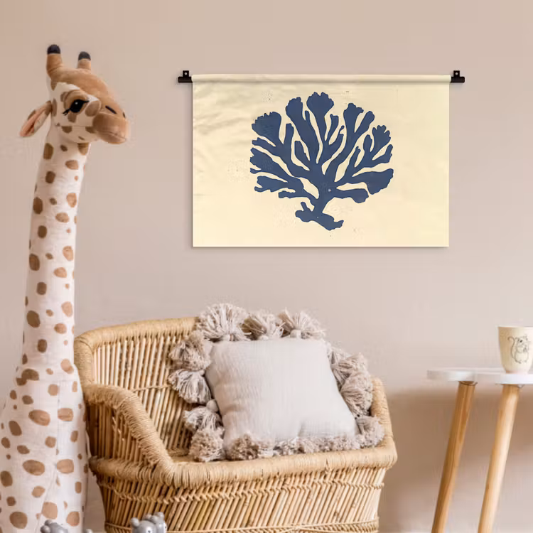 Blauw koraal - Vertakkingen - Beige Wandkleed katoen klein -wsfeer5_kind