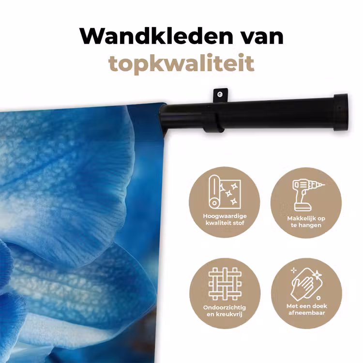 Blauw - Orchidee - Elegeant Wandkleed katoen klein -sfeer2