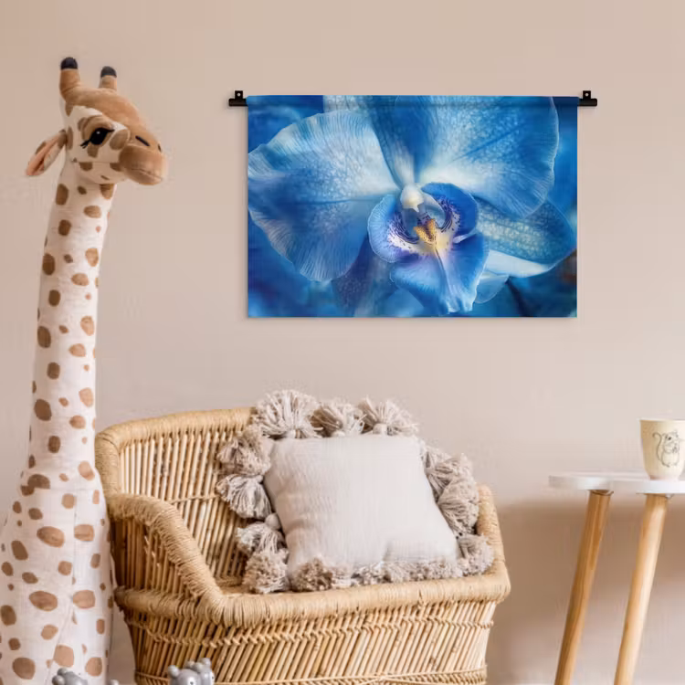 Blauw - Orchidee - Elegeant Wandkleed katoen klein -wsfeer5_kind