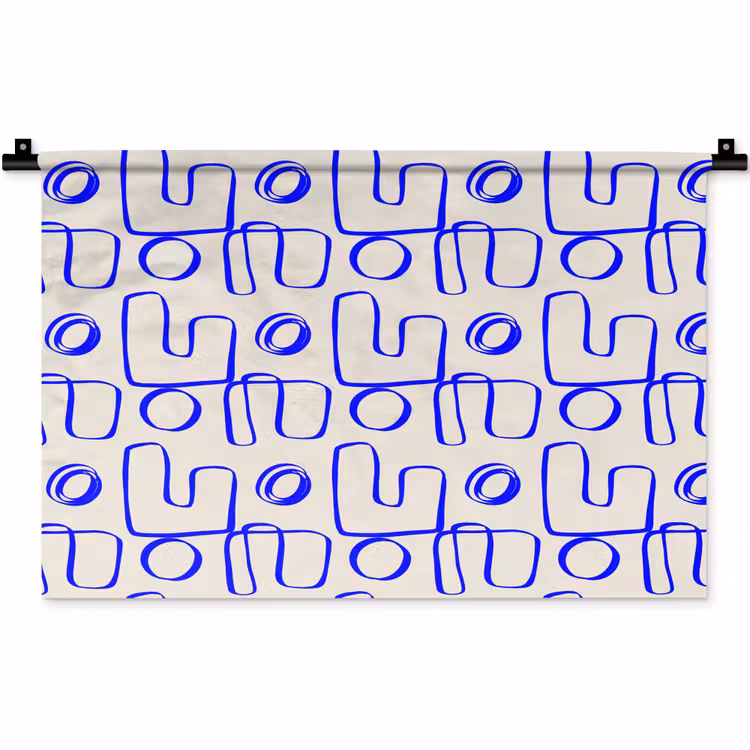 Blauw - Patroon - Beige - Abstract Wandkleed katoen klein 269 -zz3d
