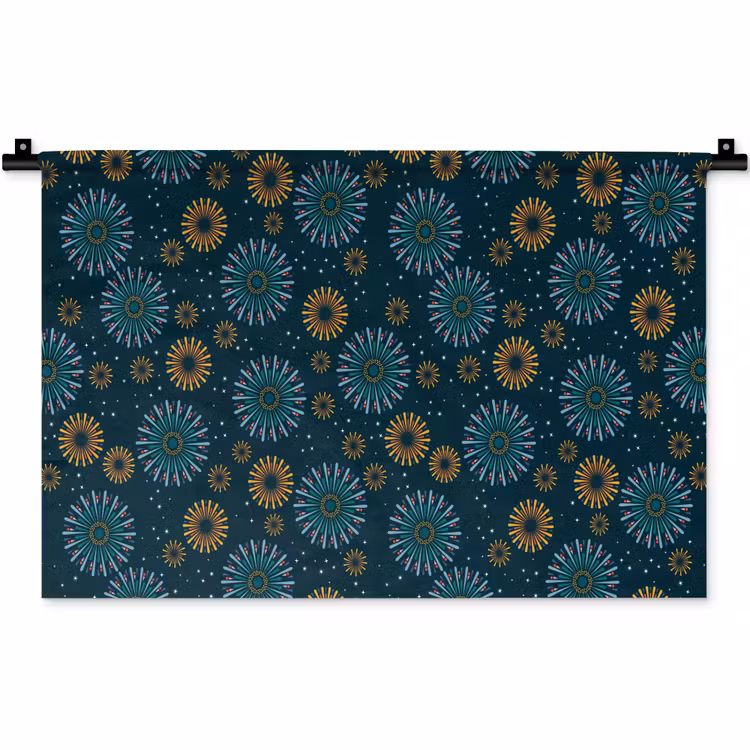 Blauw - Patroon - Retro Wandkleed katoen klein 269 -zz3d