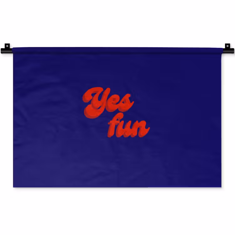 Blauw - Rood - Yes fun - 3D Wandkleed katoen klein -zz3d