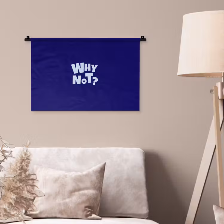 Blauw - Why not - Minimalistisch Wandkleed katoen klein -sfeer4