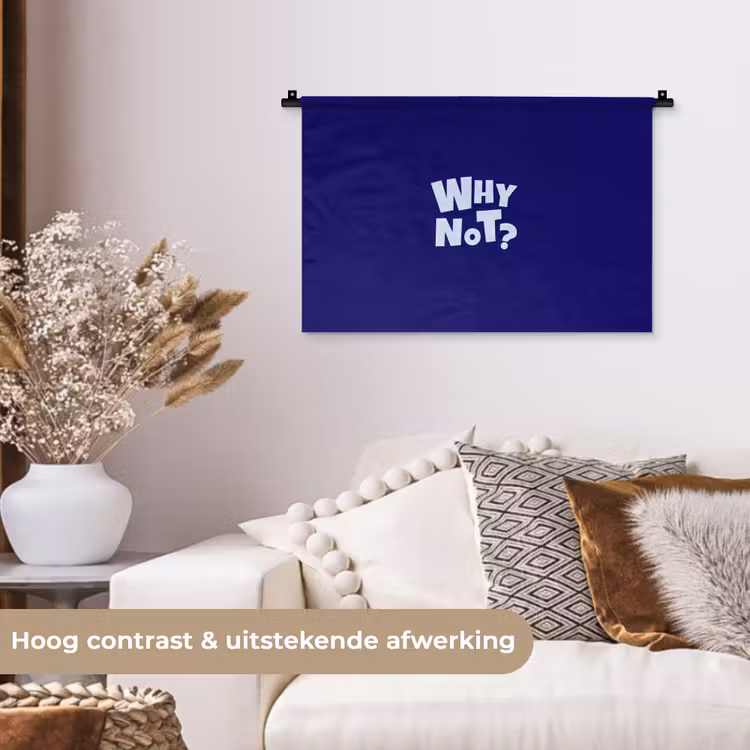Blauw - Why not - Minimalistisch Wandkleed katoen klein -sfeer1