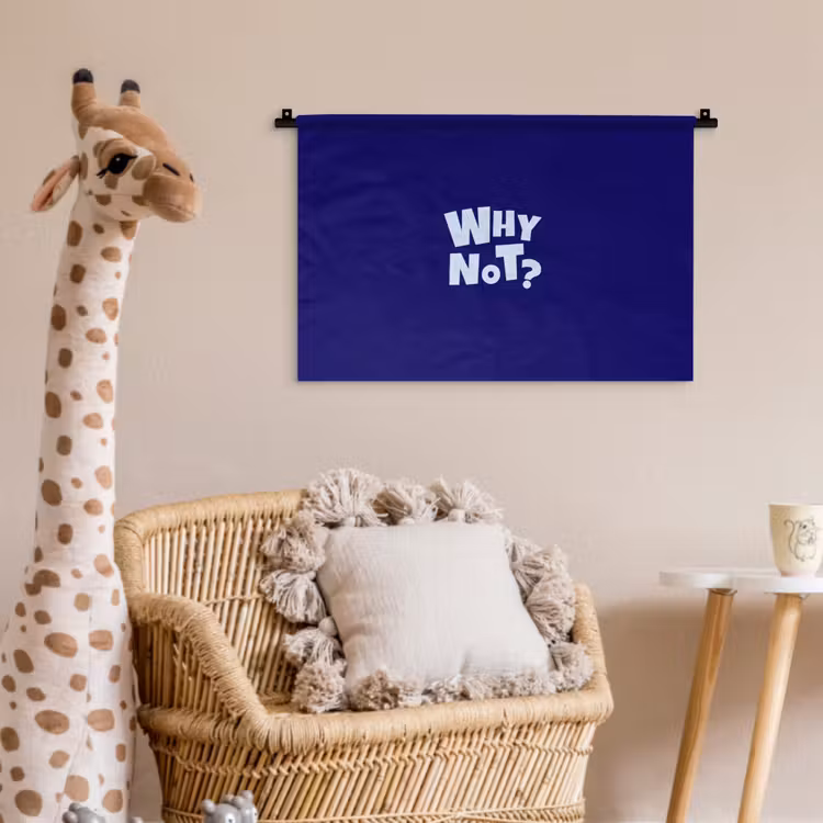 Blauw - Why not - Minimalistisch Wandkleed katoen klein -wsfeer5_kind
