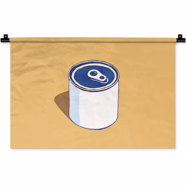 Blikje - Minimalistisch - Blauw - Illustratie Wandkleed katoen klein -zz3d