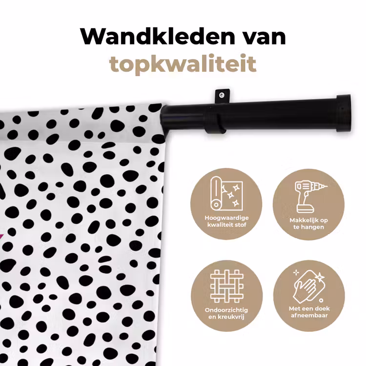 Bliksem - Roze - Stippen Wandkleed katoen klein -sfeer2