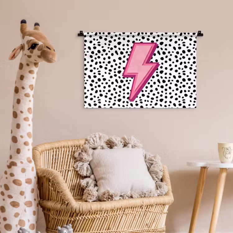 Bliksem - Roze - Stippen Wandkleed katoen klein -wsfeer5_kind