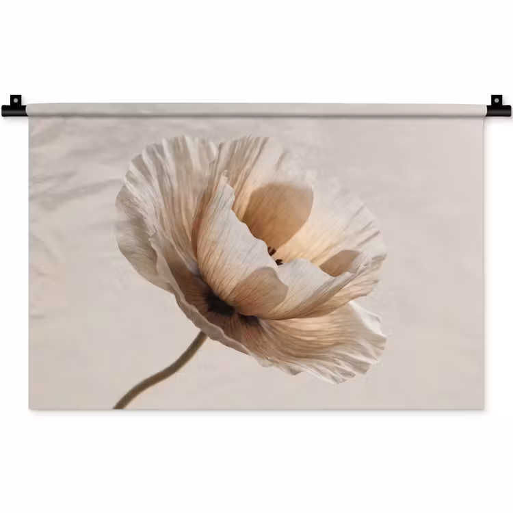 Bloem - Beige - Crème Wandkleed katoen klein -zz3d