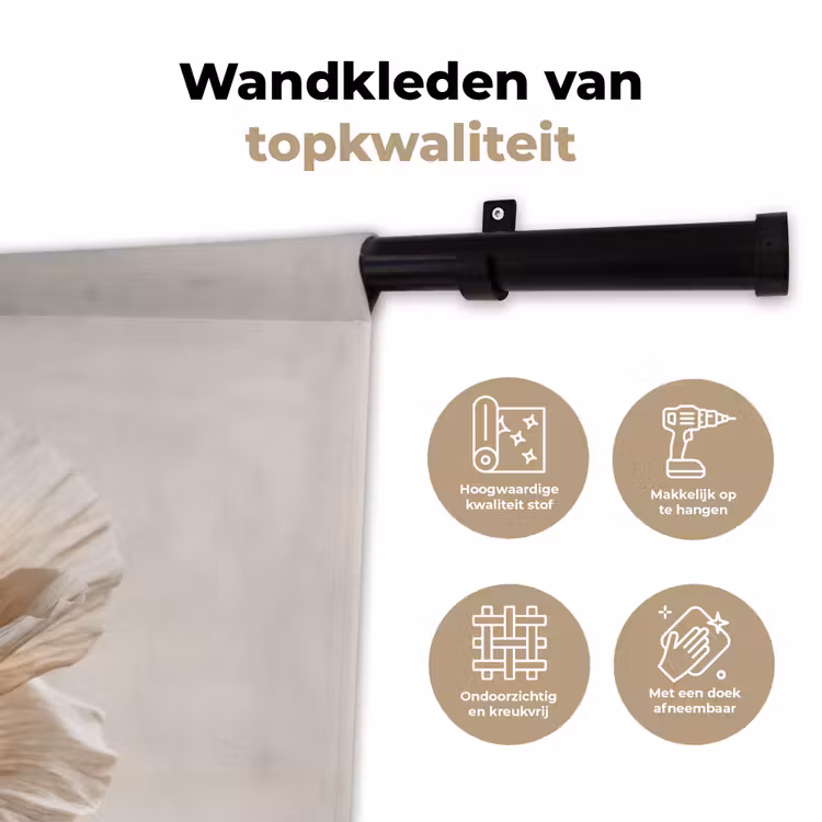 Bloem - Beige - Crème Wandkleed katoen klein -sfeer2