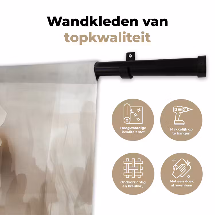 Bloem - Beige - Verf - Schaduw Wandkleed katoen klein -sfeer2