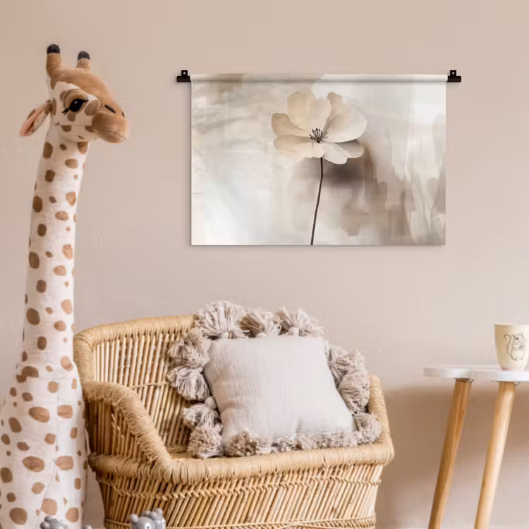 Bloem - Beige - Verf - Schaduw Wandkleed katoen klein -wsfeer5_kind