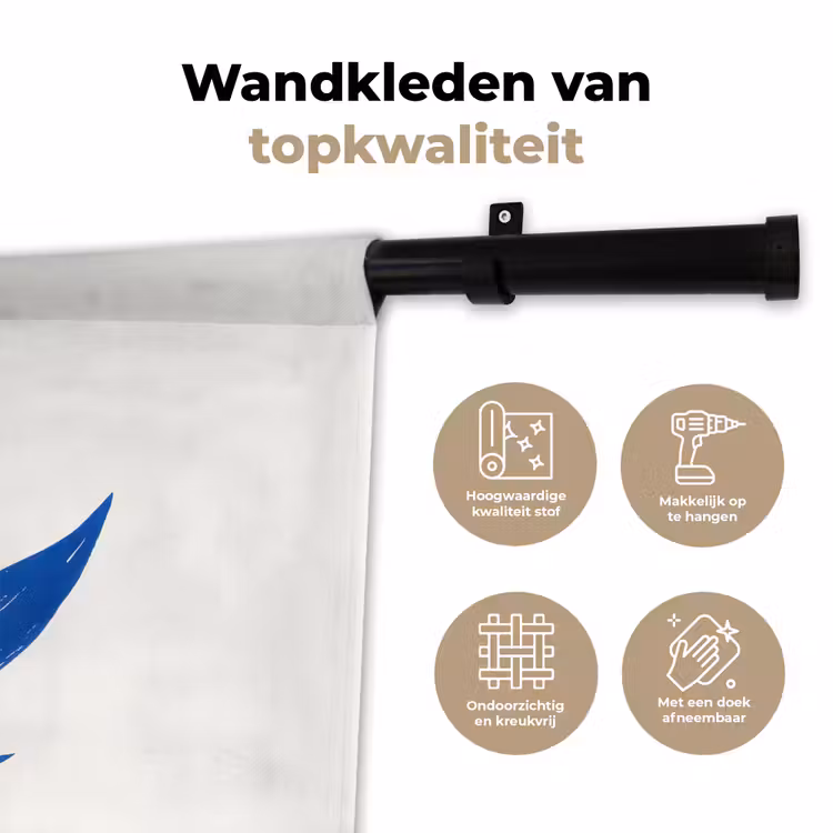 Bloem - Blaadjes - Minimalistisch - Blauw Wandkleed katoen klein -sfeer2