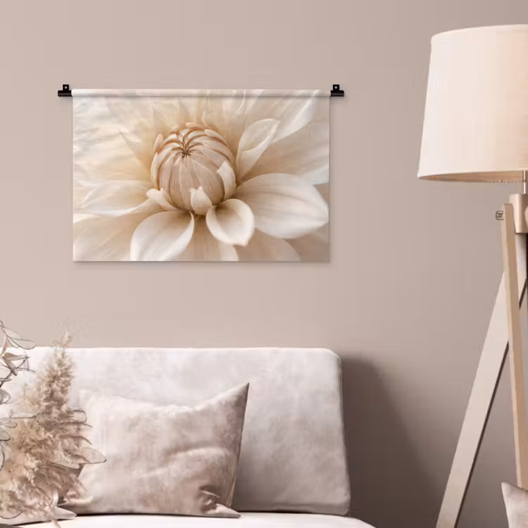 Bloem - Dahlia - Wit Wandkleed katoen klein -sfeer4