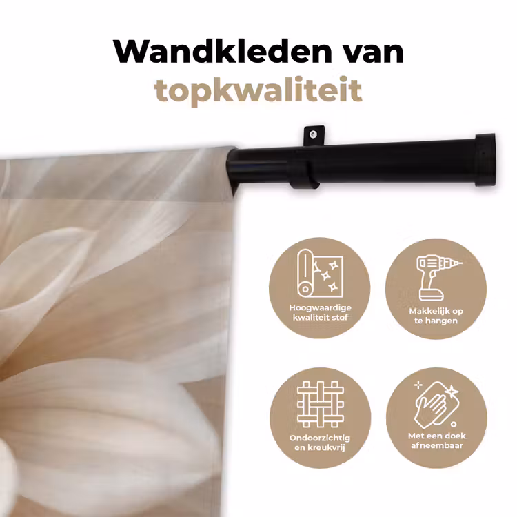 Bloem - Dahlia - Wit Wandkleed katoen klein -sfeer2