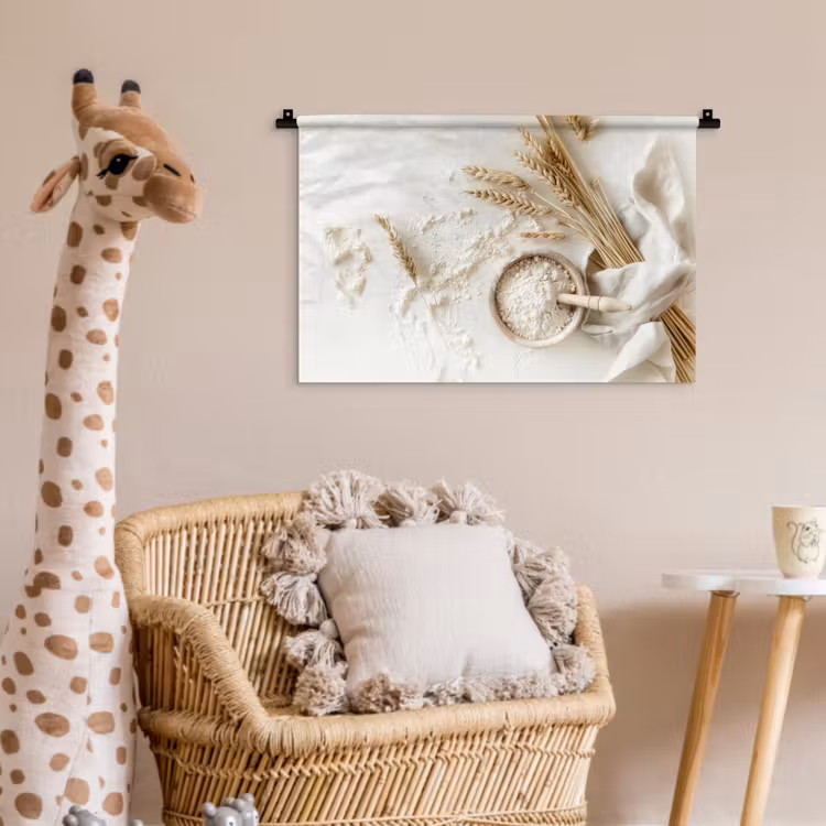 Bloem - Hout - Tarwe Wandkleed katoen klein -wsfeer5_kind