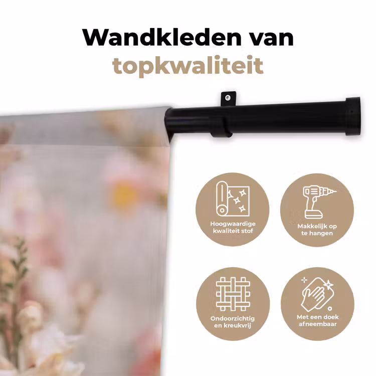 Bloem - Leeuwenbek - Roze - Stengel Wandkleed katoen klein -sfeer2