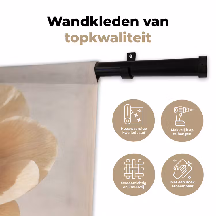 Bloem - Minimalistisch - Groen Wandkleed katoen klein -sfeer2