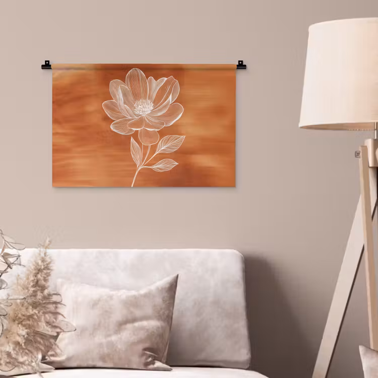 Bloem - Minimalistisch - Wit Wandkleed katoen klein -sfeer4