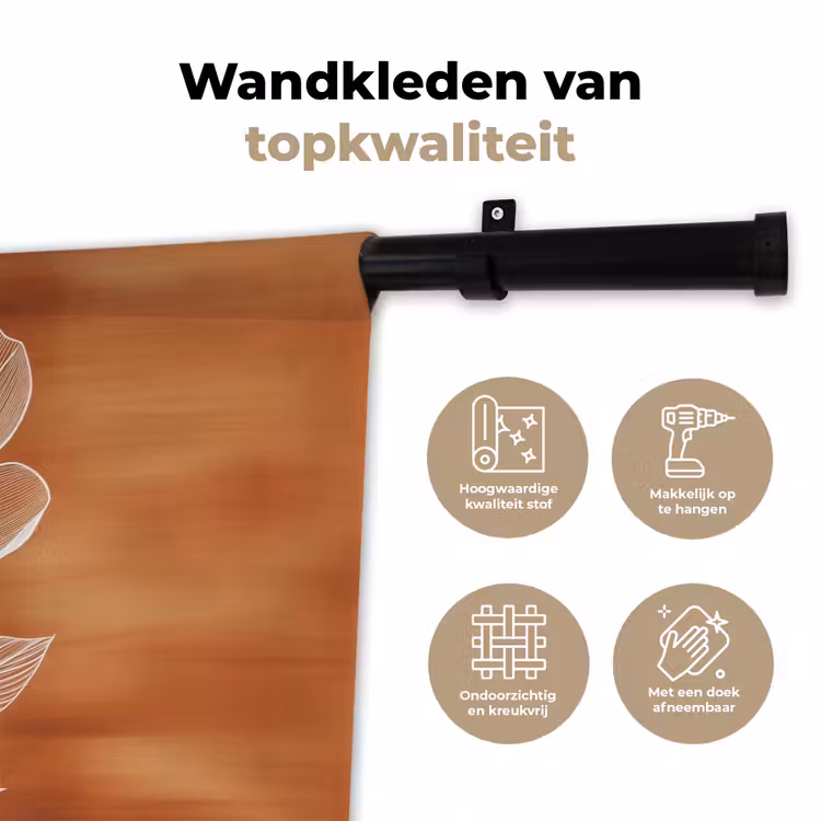 Bloem - Minimalistisch - Wit Wandkleed katoen klein -sfeer2