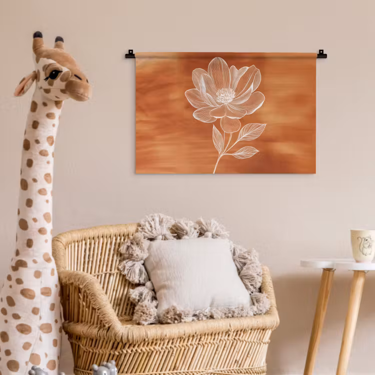 Bloem - Minimalistisch - Wit Wandkleed katoen klein -wsfeer5_kind