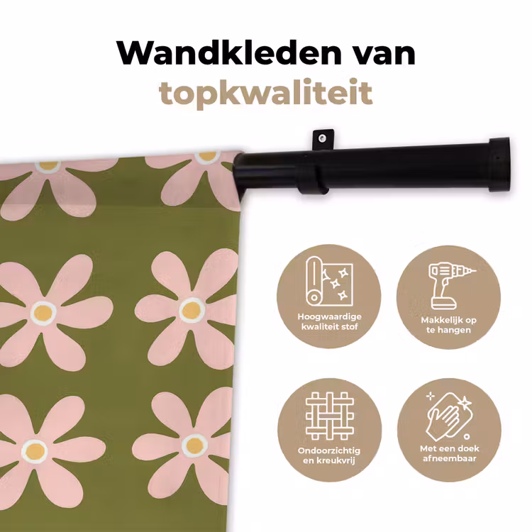 Bloem - Modern - Groen Wandkleed katoen klein 269 -sfeer2