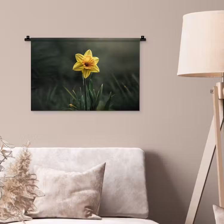 Bloem - Narcis - Gras - Geel Wandkleed katoen klein -sfeer4