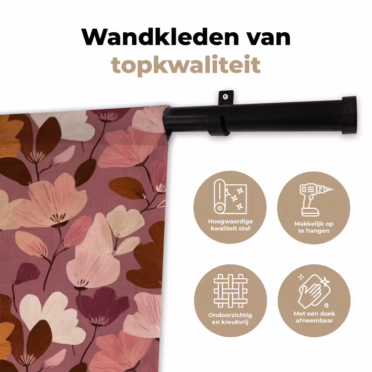 Bloem - Patroon - Roze Wandkleed katoen klein 269 -sfeer2