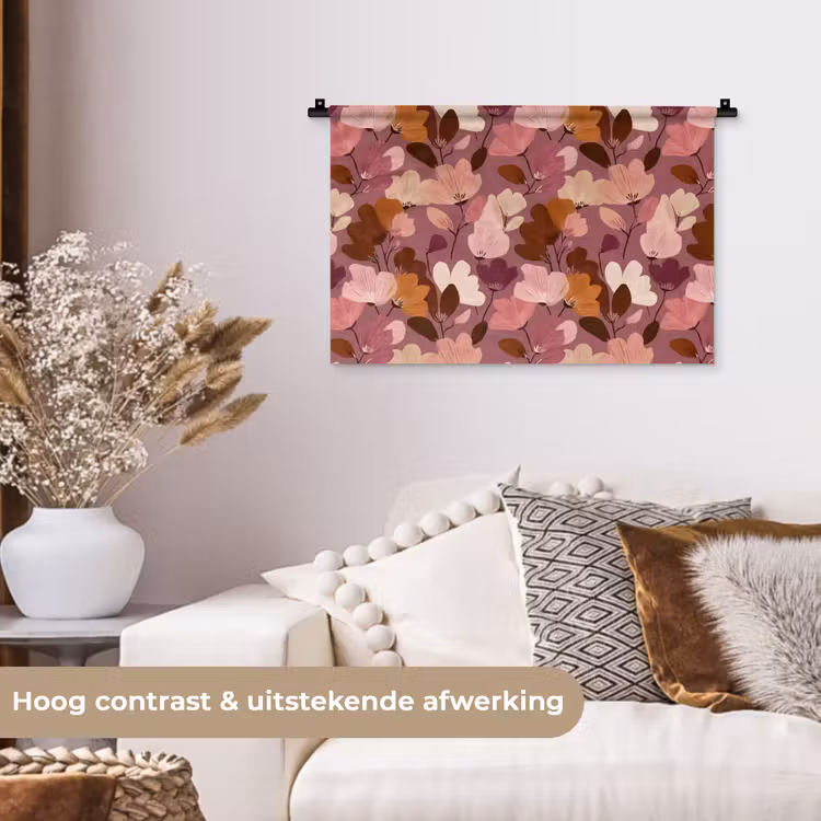 Bloem - Patroon - Roze Wandkleed katoen klein 269 -sfeer1