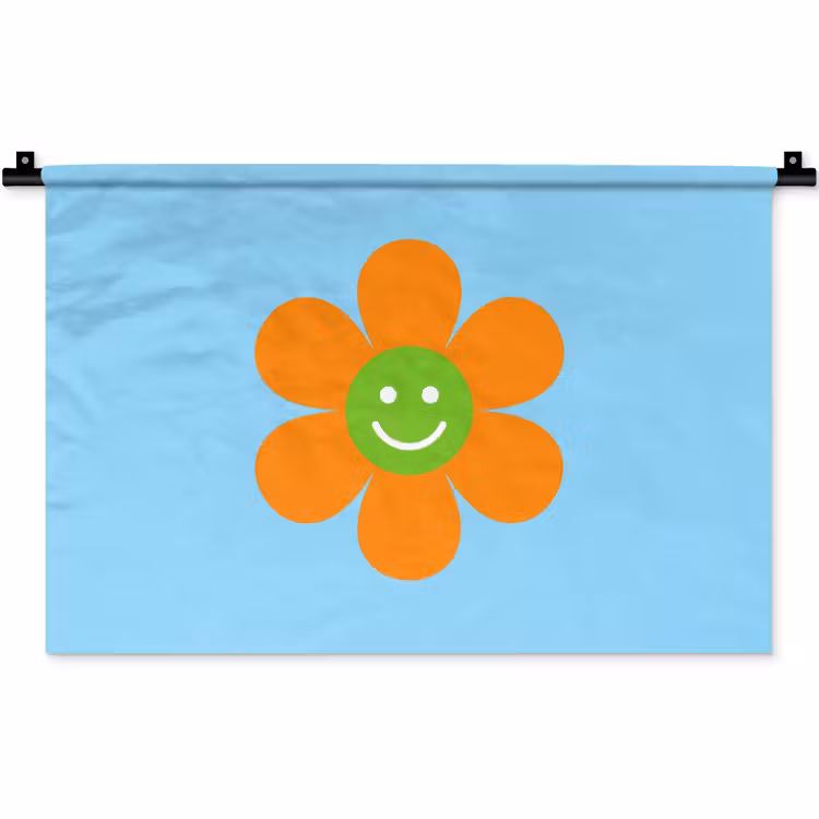 Bloem - Smiley - Kleurrijk Wandkleed katoen klein -zz3d