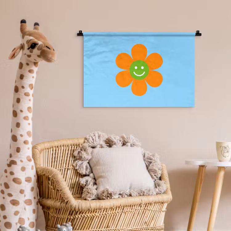 Bloem - Smiley - Kleurrijk Wandkleed katoen klein -wsfeer5_kind