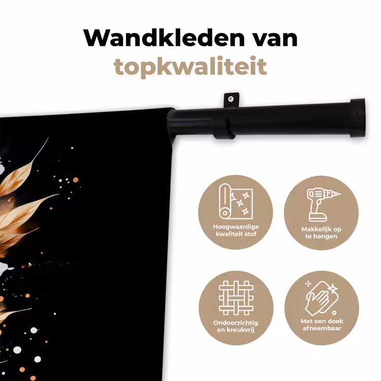 Bloem - Verf - Goud - Graffiti - Modern Wandkleed katoen klein -sfeer2
