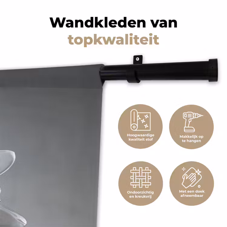 Bloem - Wit - Neutraal Wandkleed katoen klein -sfeer2